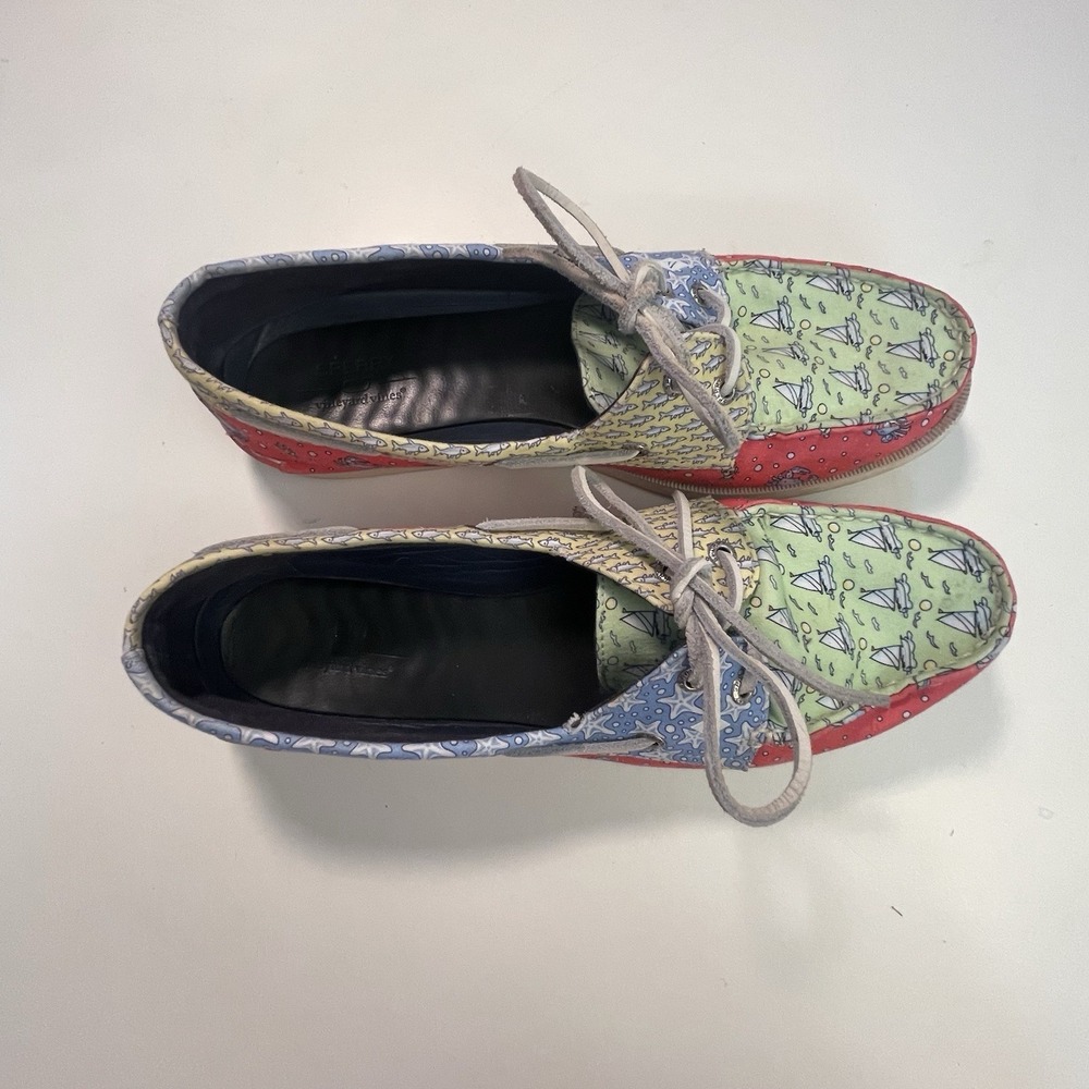 Sperry + Vineyard Vines Topsider Women's nautical Multi Color Boat Shoes‎ Size 9